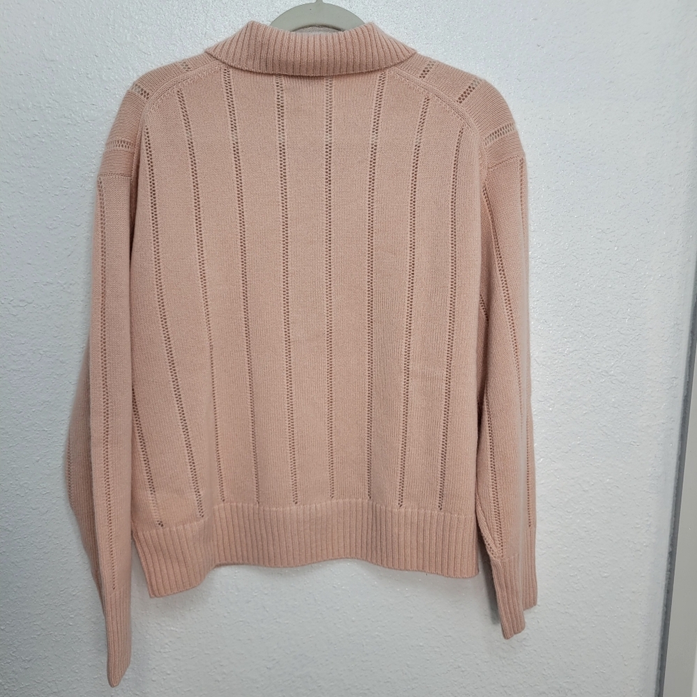 New J Crew Cashmere pointelle sweater-polo CK760 $288 Retail Size M - Picture 5 of 7